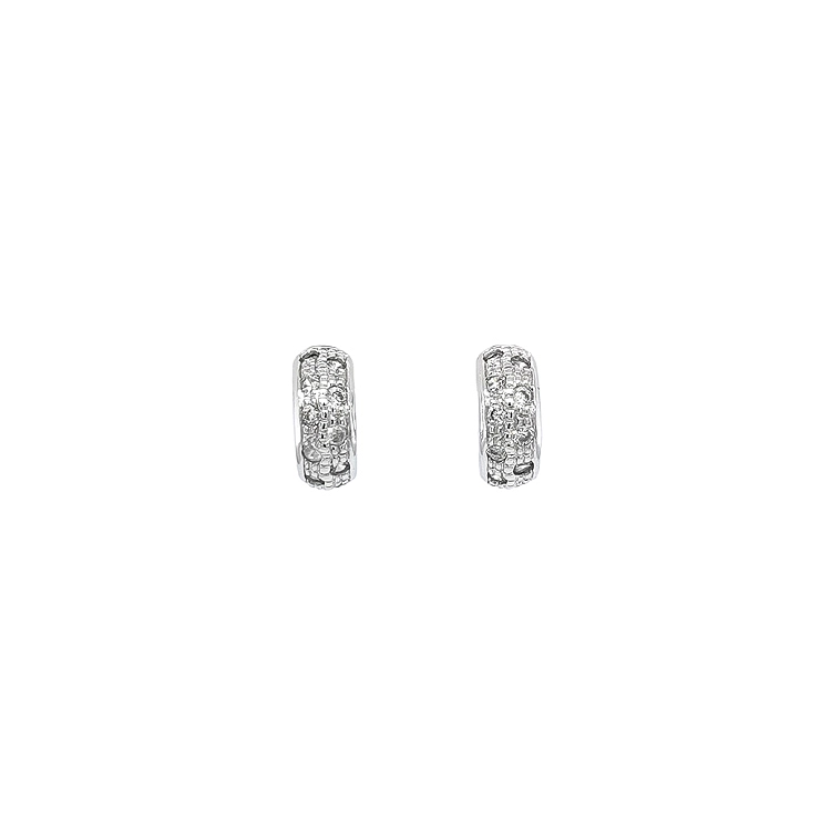 Vòng tai tròn với đá zircon trắng vàng