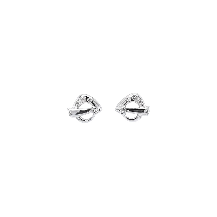 Khuyên tai bằng vàng trắng đính đá zircon trắng