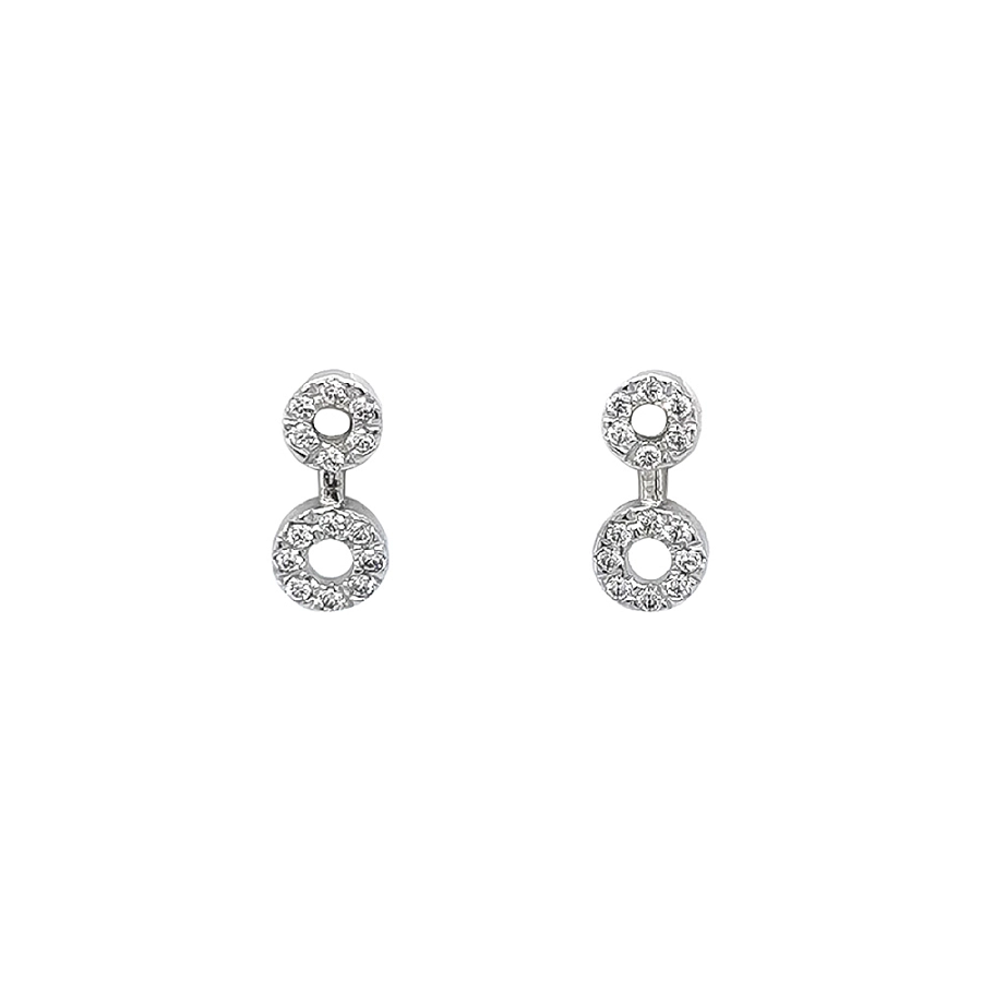 Khuyên tai bằng vàng trắng đính đá zircon trắng