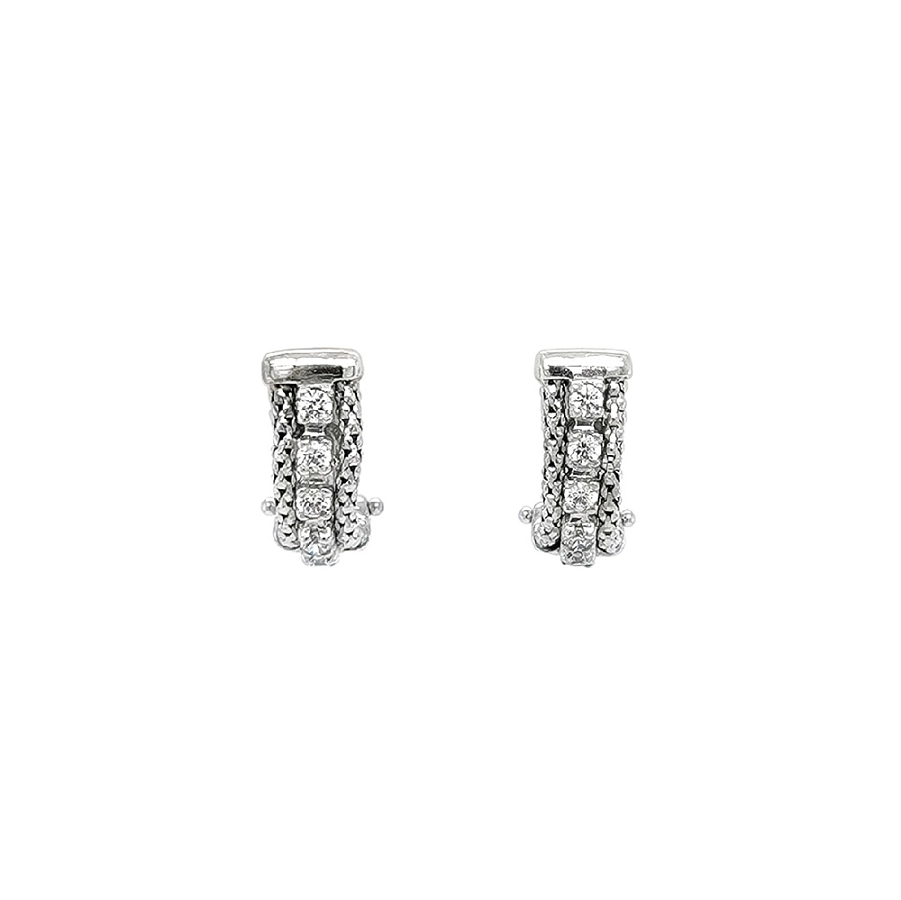 Khuyên tai bằng vàng trắng đính đá zircon trắng