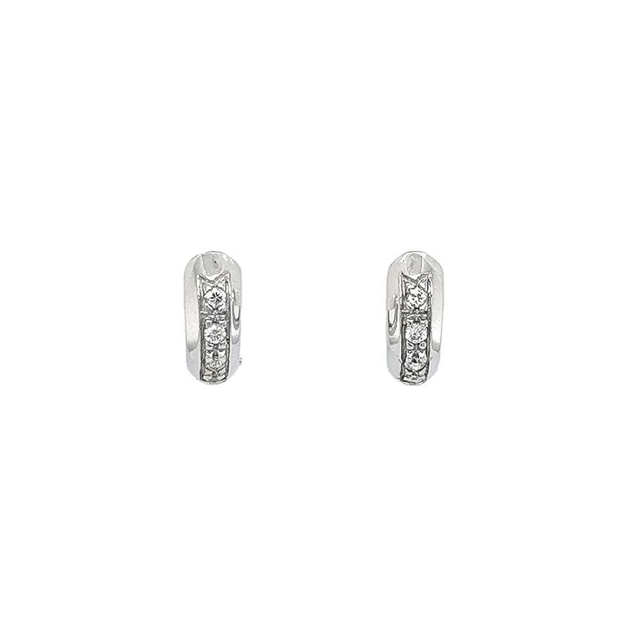 Khuyên tai bằng vàng trắng đính đá zircon trắng