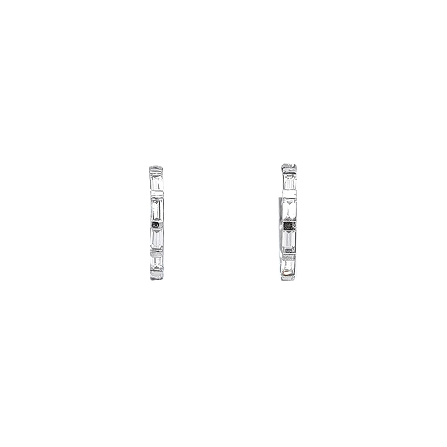 Vòng tai tròn hiện đại bằng vàng trắng đính đá zircon