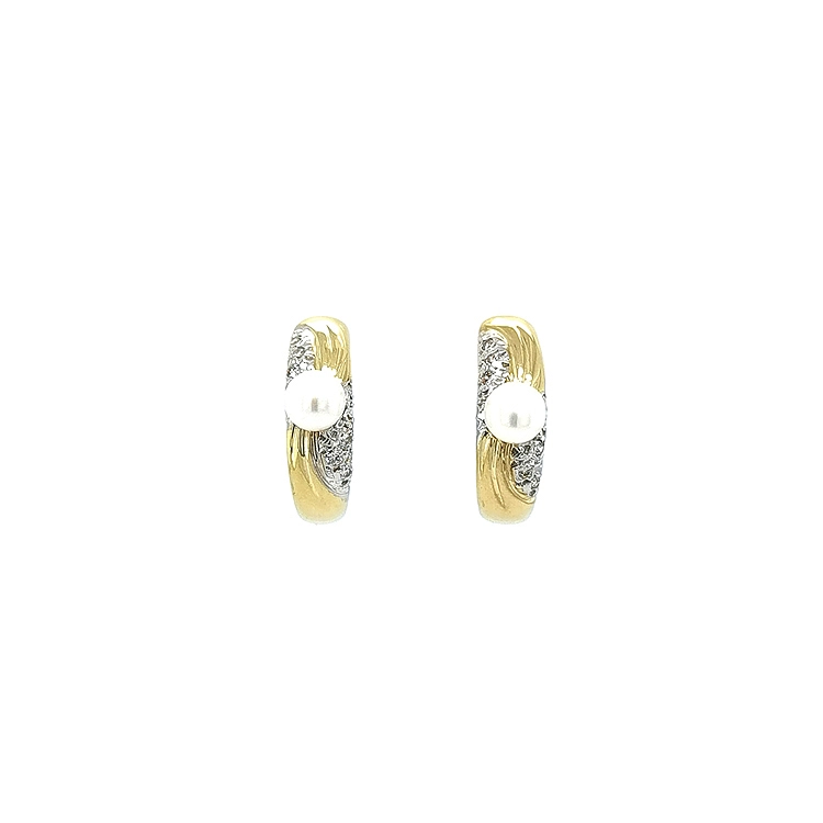 Vòng tai vàng đính ngọc trai và zircon