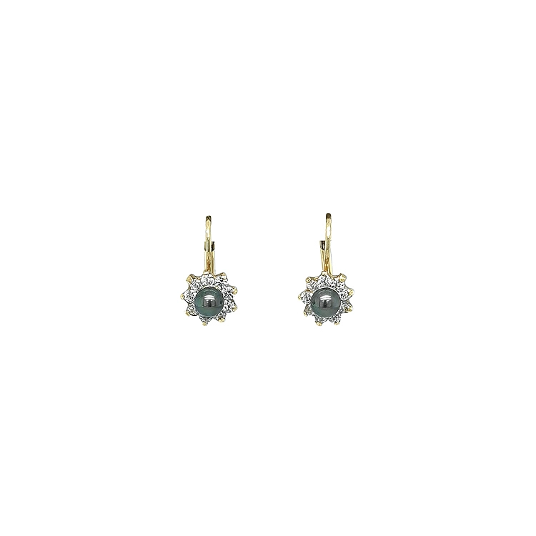 Vòng tai vàng đính ngọc trai và zircon