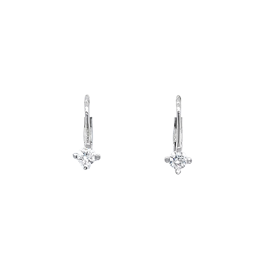Khuyên tai bằng vàng trắng đính đá zircon trắng