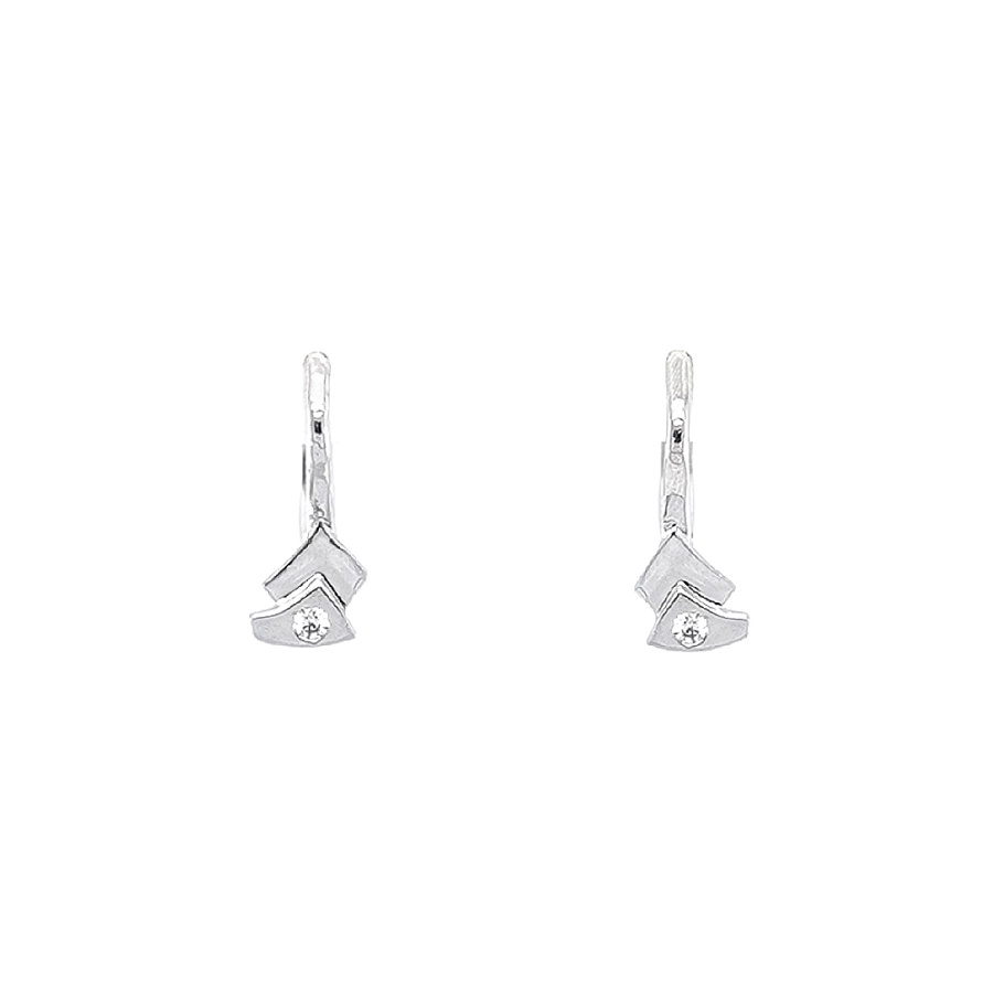 Khuyên tai bằng vàng trắng đính đá zircon trắng