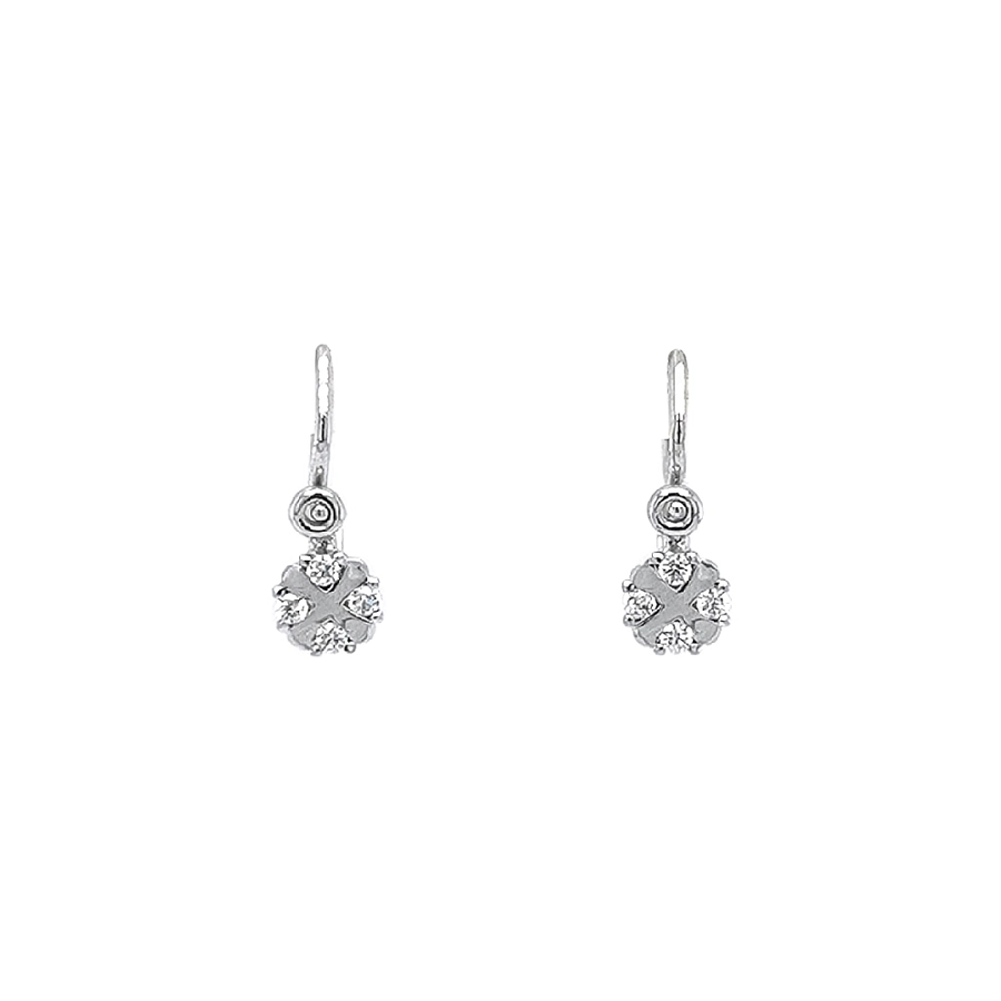 Vòng tai cho trẻ em với đá zircon trắng vàng