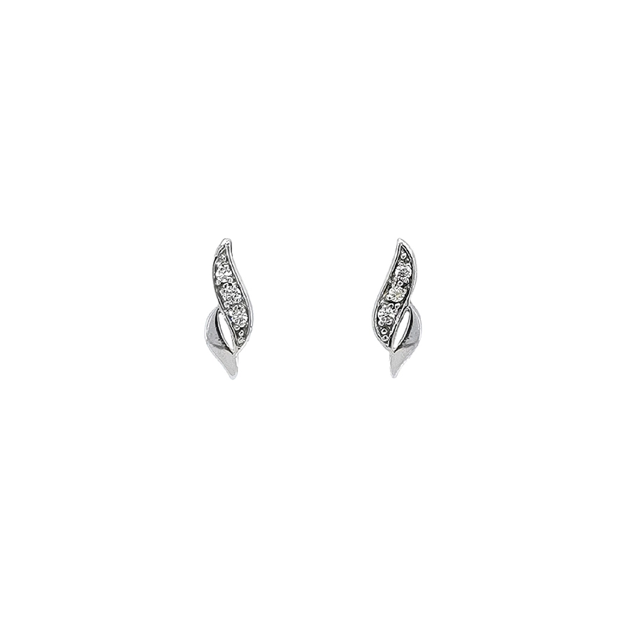 Vòng tai vàng trắng với họa tiết zircon tinh xảo