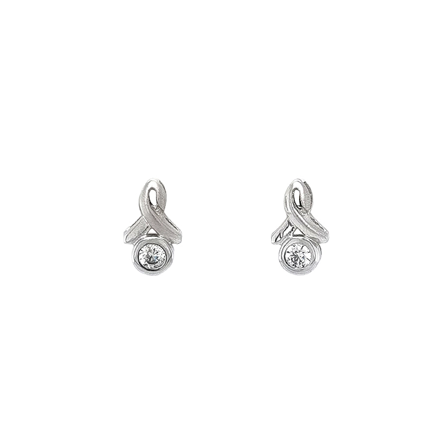 Vòng tai vàng trắng sang trọng với đá zircon lấp lánh