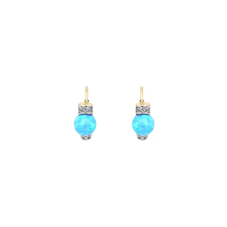 Vòng tai vàng đính ngọc opal và zircon
