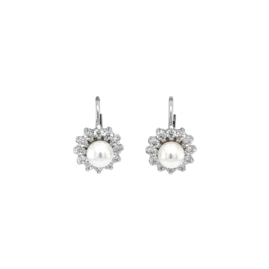 Vẻ đẹp trường tồn của ngọc trai và zircon trong đôi bông tai vàng trắng