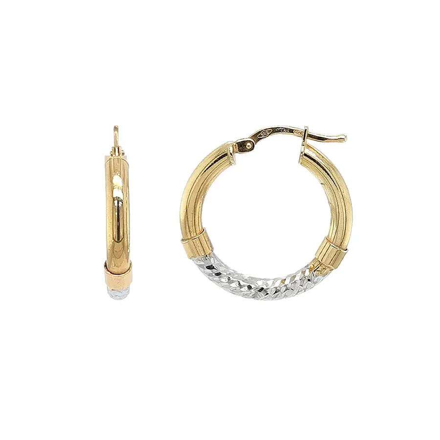 Vòng tai vàng sang trọng với sự kết hợp giữa vàng vàng và vàng trắng