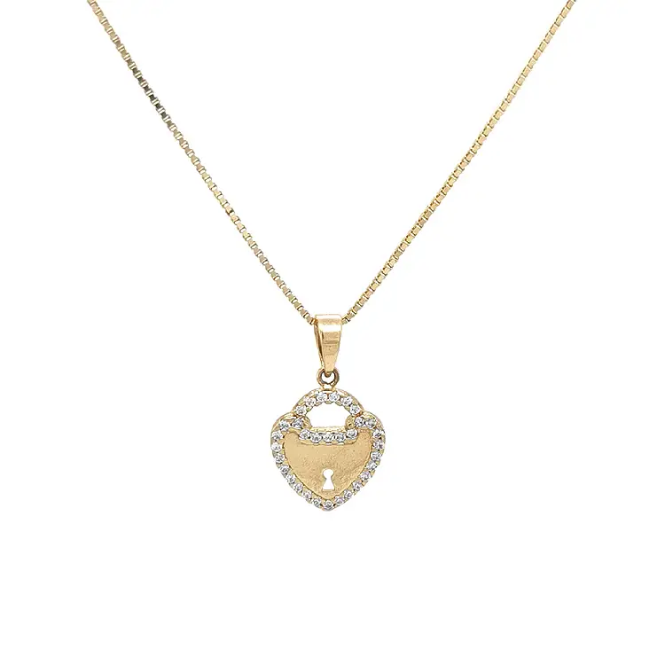 Mặt dây chuyền vàng hình trái tim đính đá zircon