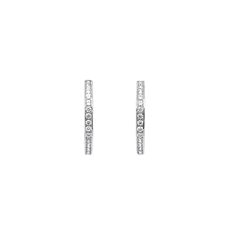 Vòng tai tròn với đá zircon trắng vàng