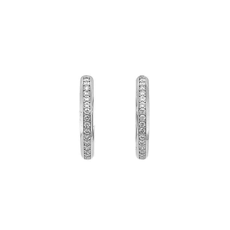 Vòng tai tròn với đá zircon trắng vàng