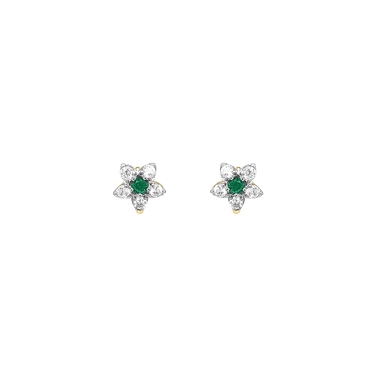 Vòng tai vàng hình hoa đính đá zircon