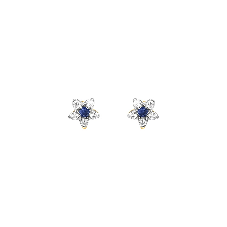 Vòng tai vàng hình hoa đính đá zircon