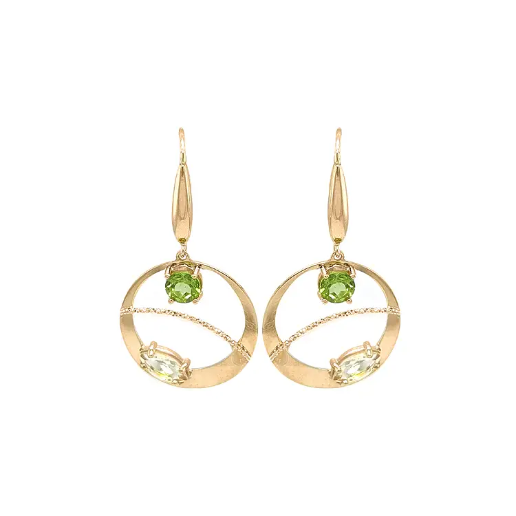 Vòng tai vàng đính đá lủng lẳng