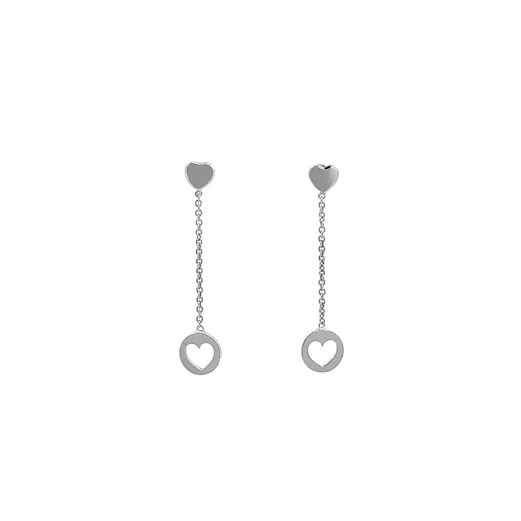 Vòng tai vàng hình trái tim treo