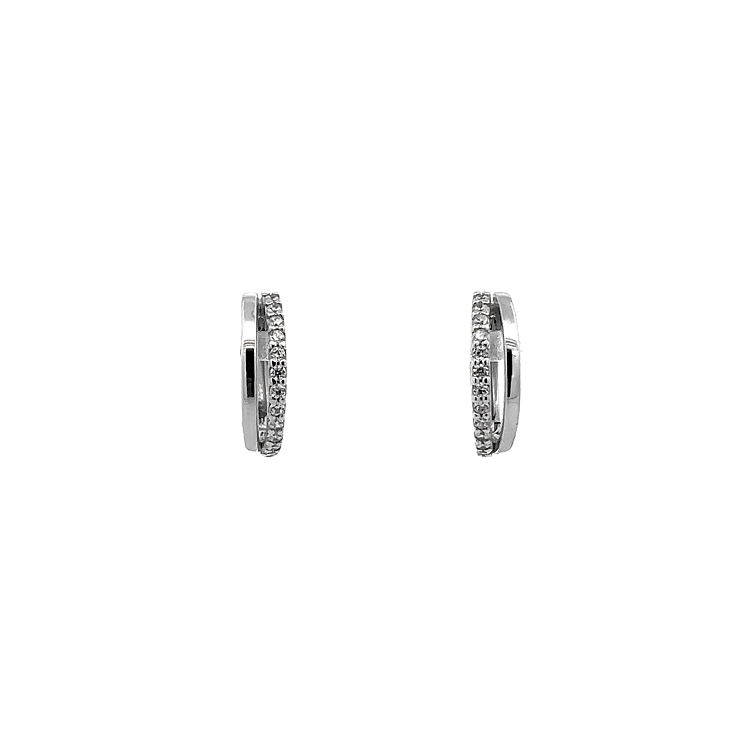 Vòng tai tròn với đá zircon trắng vàng