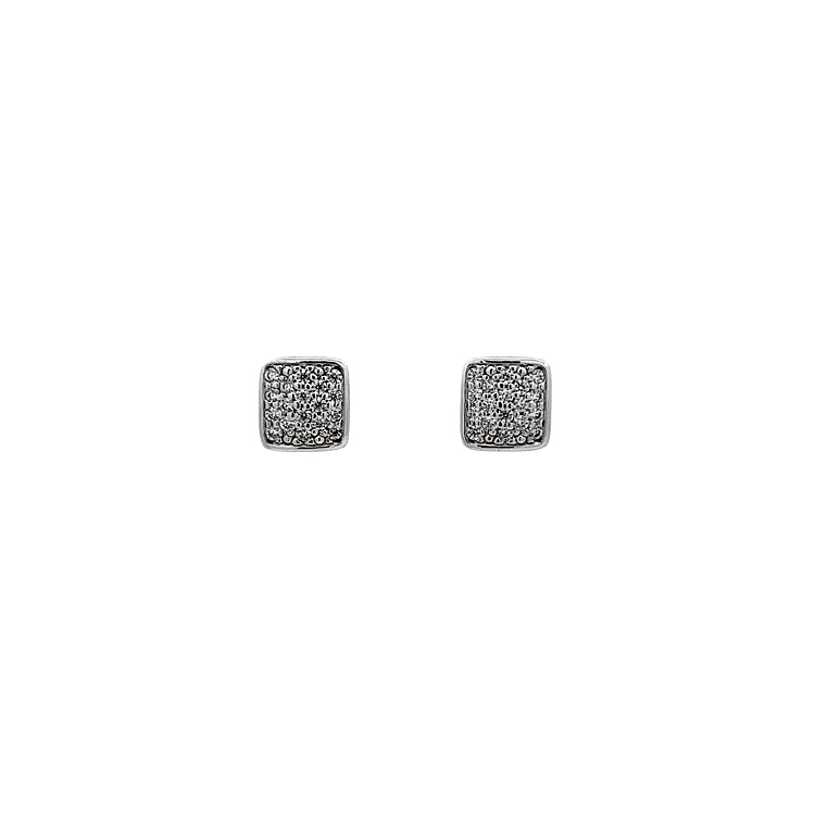 Khuyên tai bằng vàng trắng đính đá zircon trắng