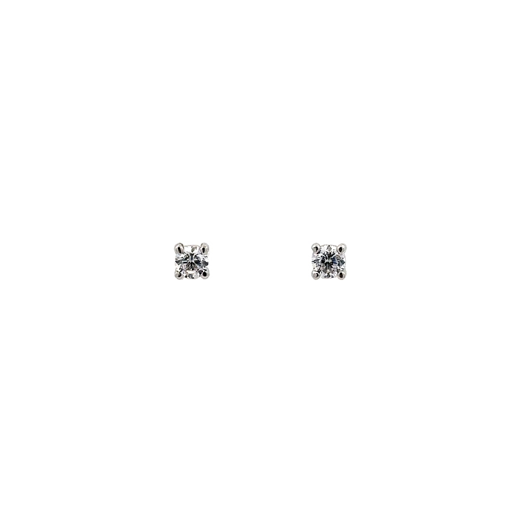 Khuyên tai bằng vàng trắng đính đá zircon trắng