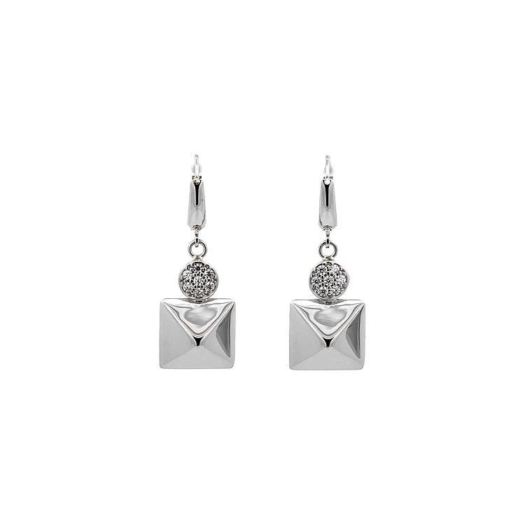 Vòng tai đeo dài bằng vàng trắng đính đá zircon