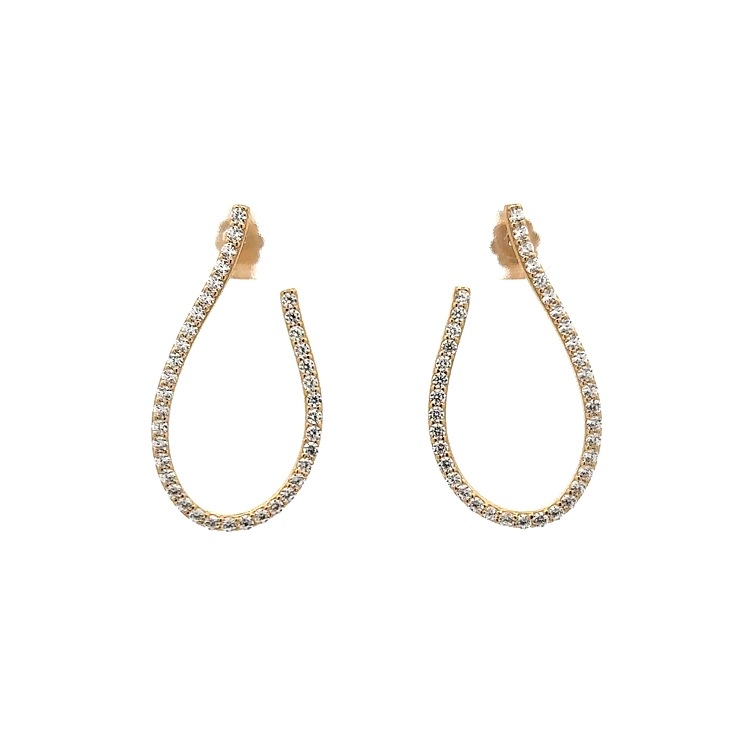 Vòng tai vàng hiện đại với đá zircon lấp lánh