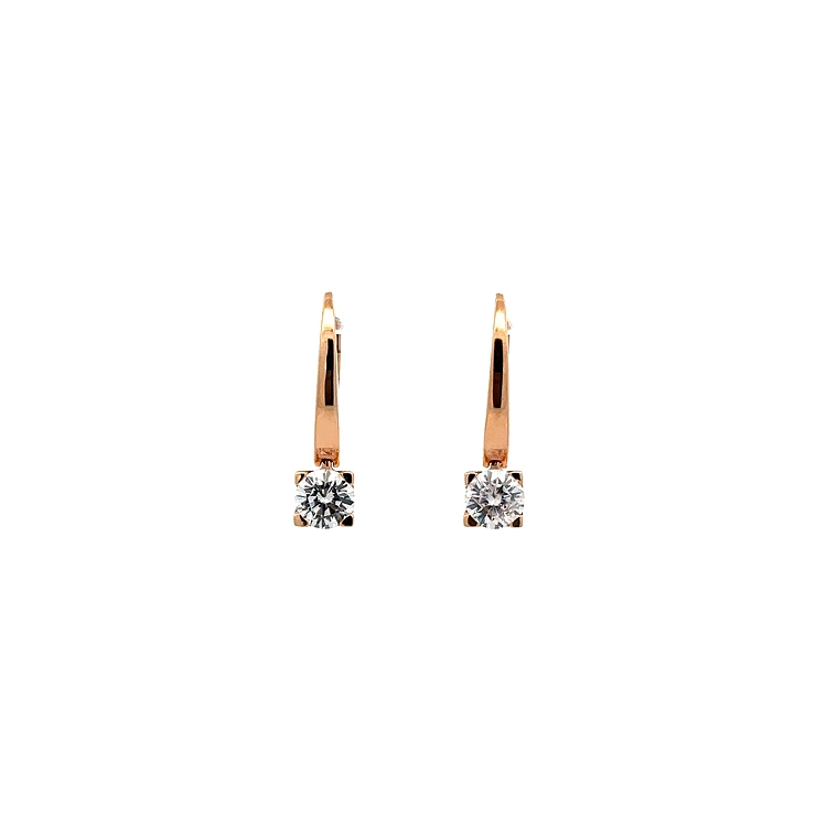 Khuyên tai với đá zircon màu hồng vàng