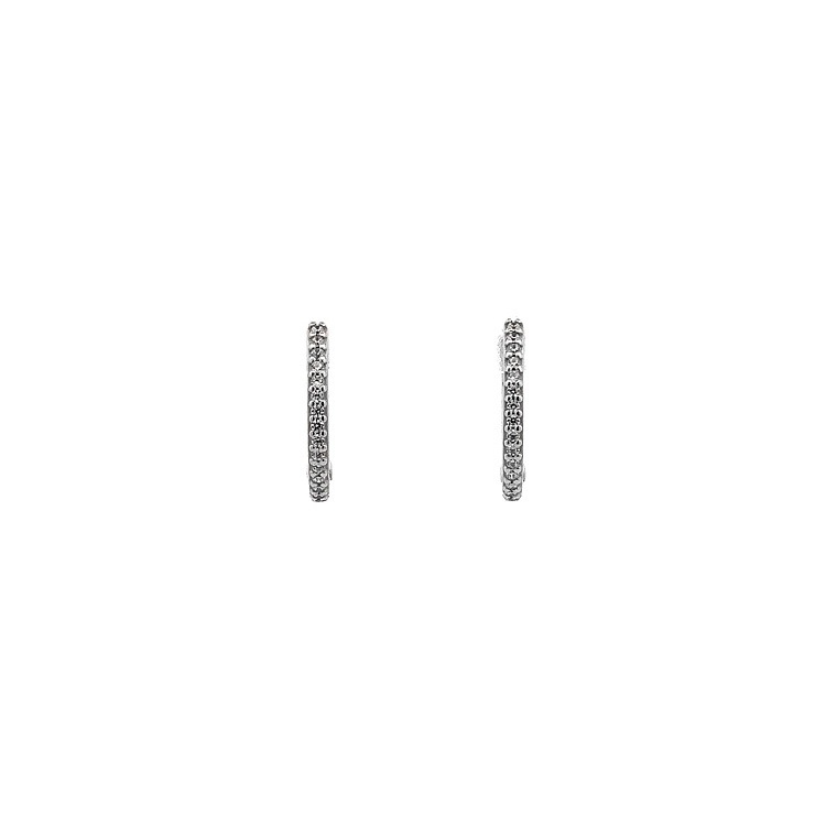 Vòng tai tròn với đá zircon trắng vàng