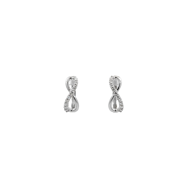 Vòng tai vàng trắng vô cực đính đá zirconia