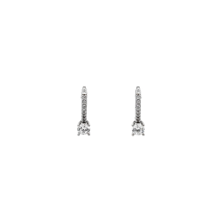 Khuyên tai bằng vàng trắng đính đá zircon trắng