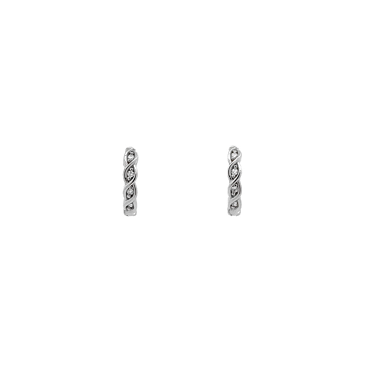 Vòng tai tròn với đá zircon trắng vàng