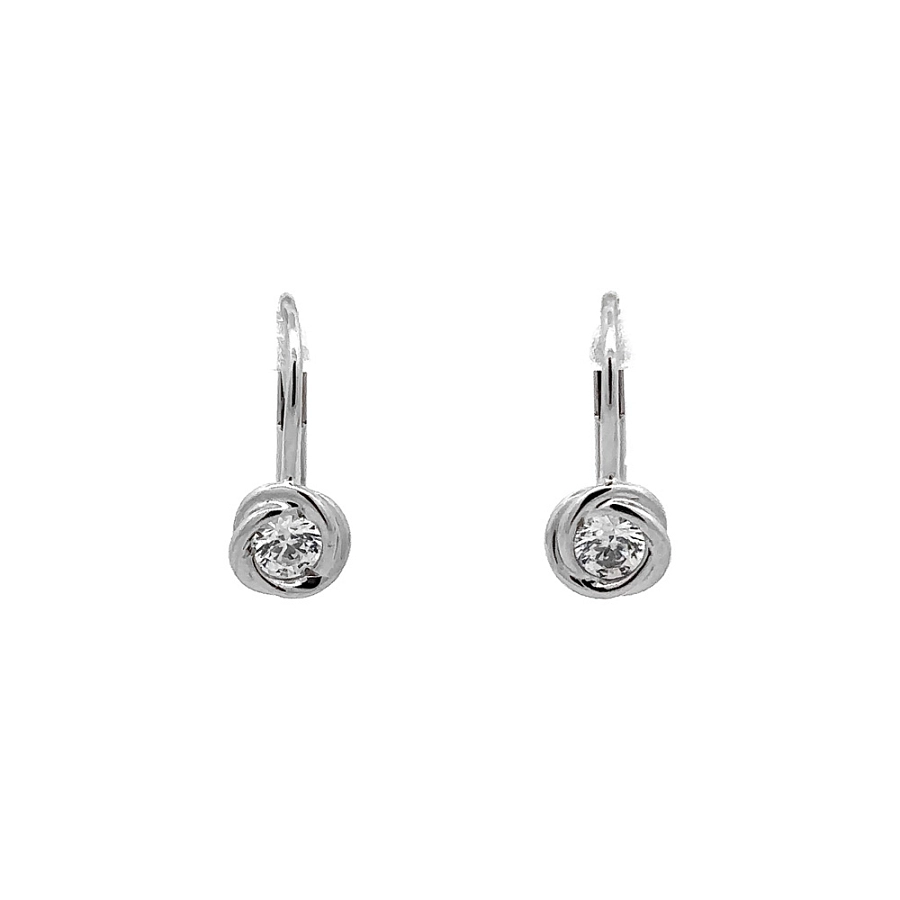 Khuyên tai bằng vàng trắng đính đá zircon trắng
