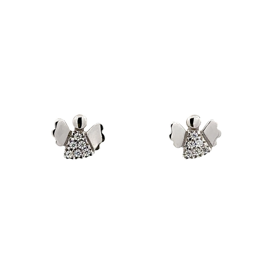 Bông tai thiên thần với đá zircon trắng vàng
