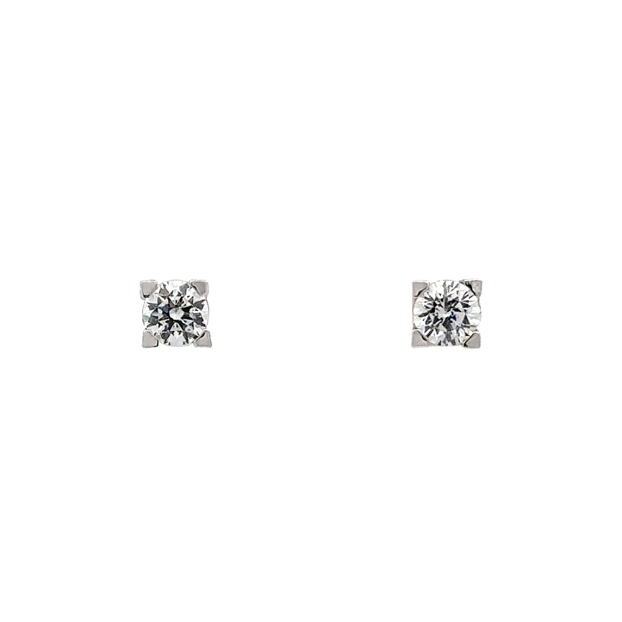 Khuyên tai bằng vàng trắng đính đá zircon trắng