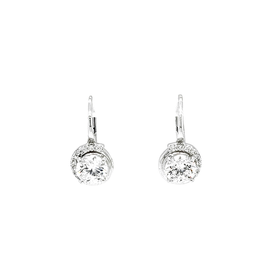 Khuyên tai bằng vàng trắng đính đá zircon trắng