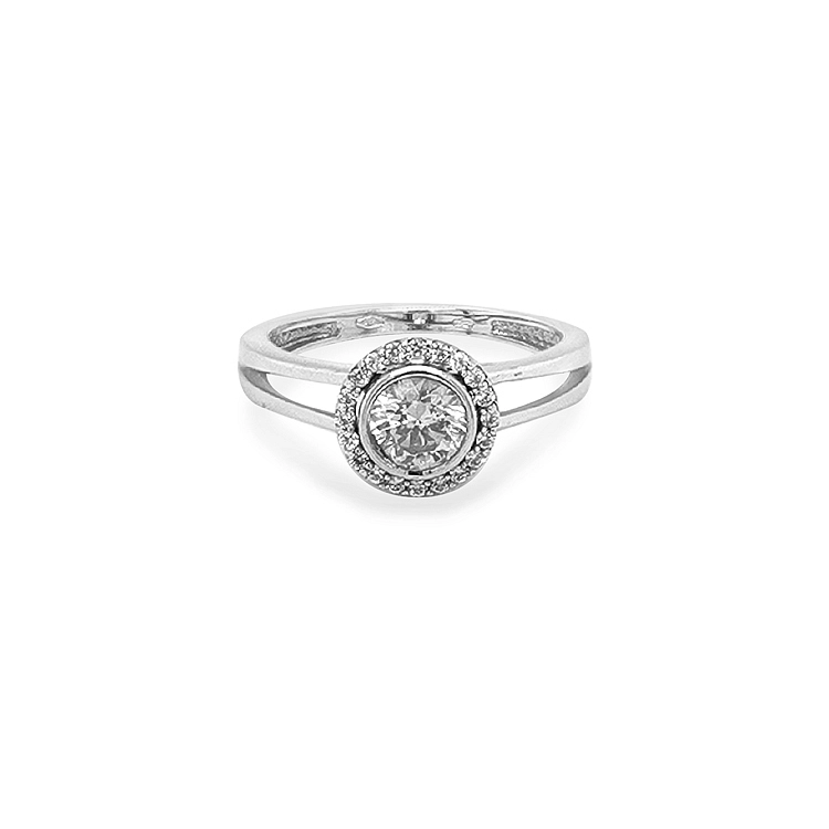 Nhẫn đính hôn bằng vàng với đá zircon