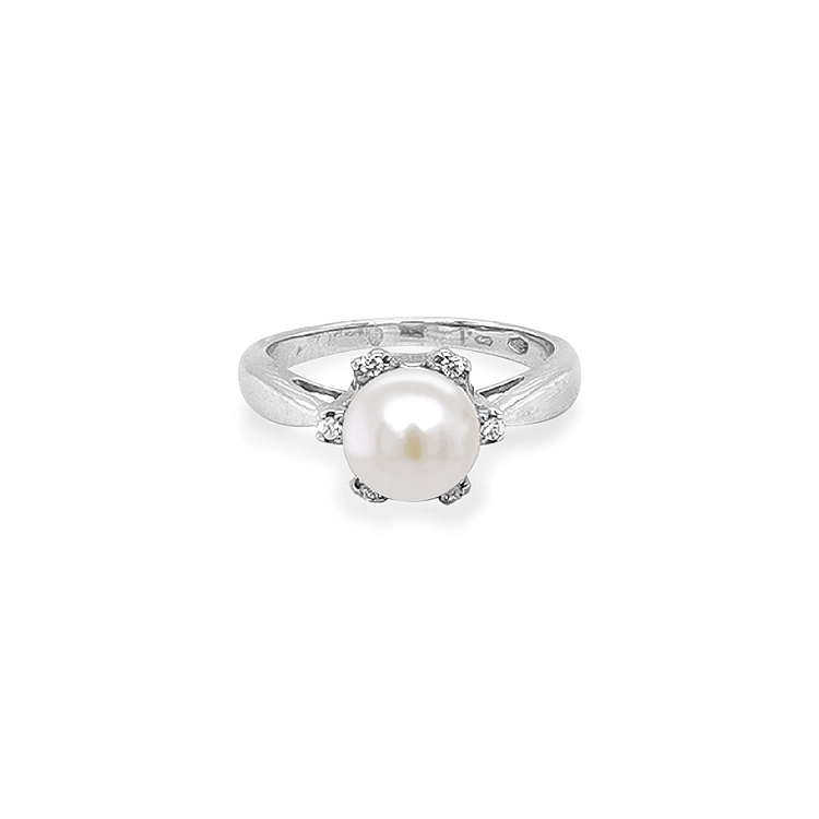Nhẫn vàng đính ngọc trai và đá zircon