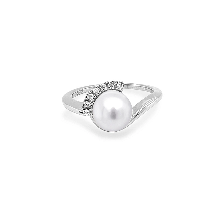 Nhẫn vàng đính ngọc trai và đá zircon