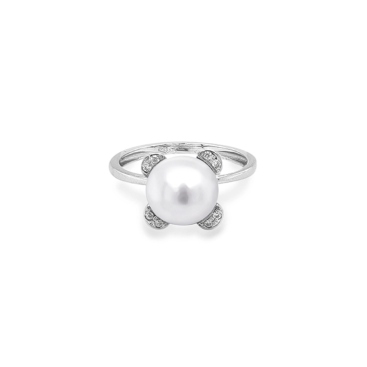 Nhẫn vàng đính ngọc trai và đá zircon