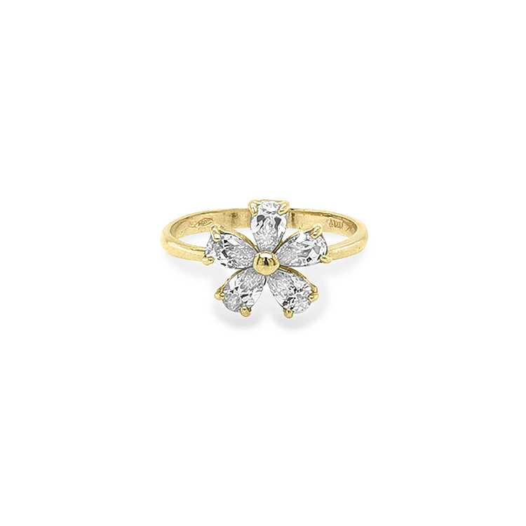 Nhẫn vàng hình hoa với đá zircon