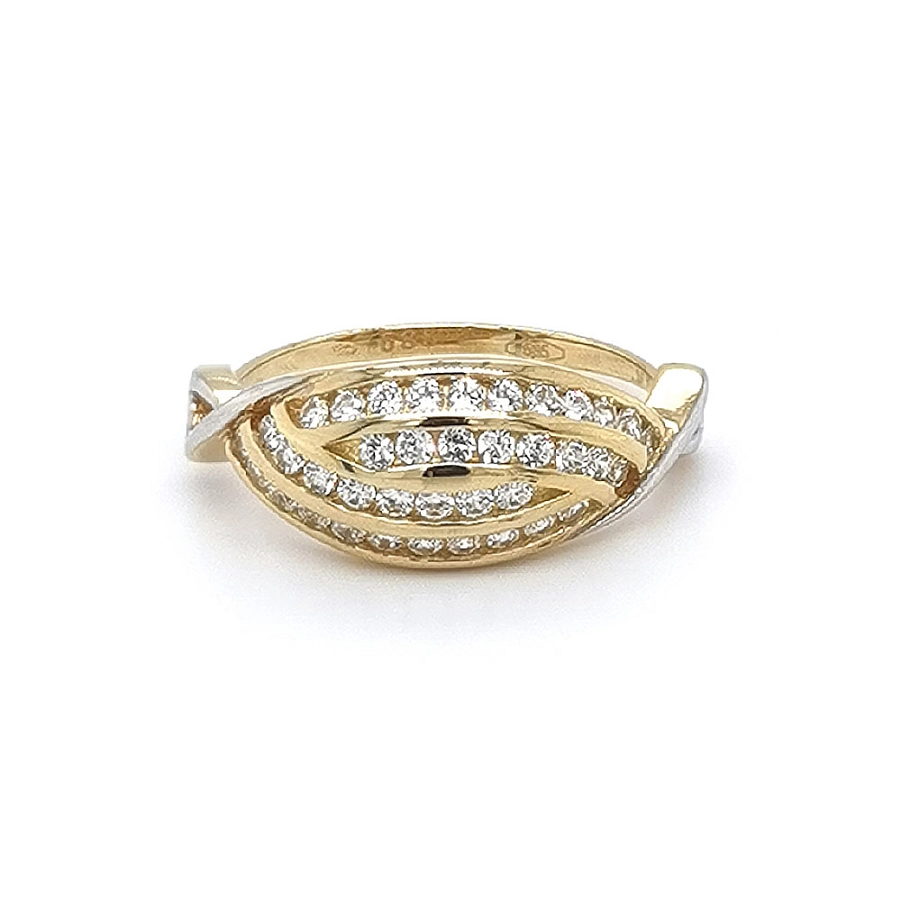 Nhẫn kết hợp vàng và zirconia
