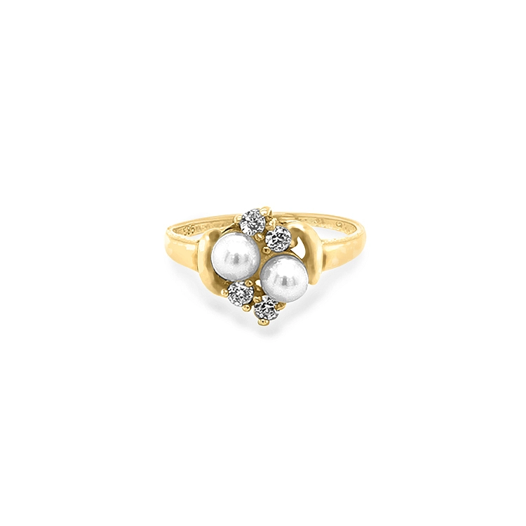 Nhẫn vàng đính đá zircon và ngọc trai