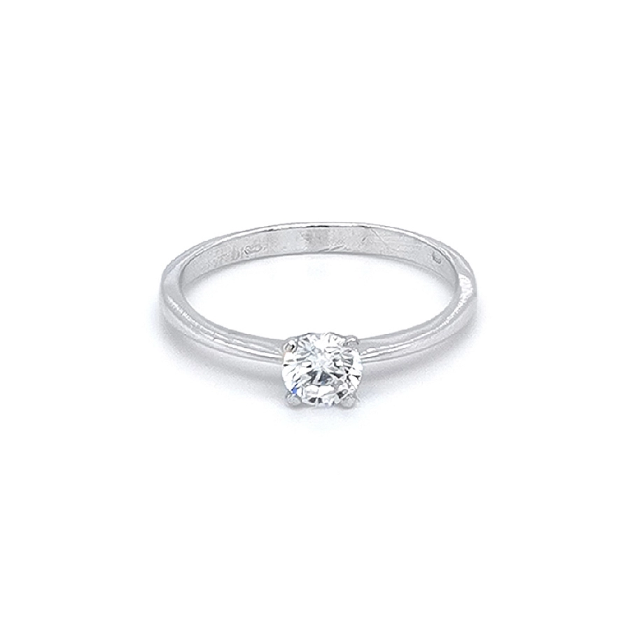 Nhẫn đính hôn bằng vàng trắng và zircon