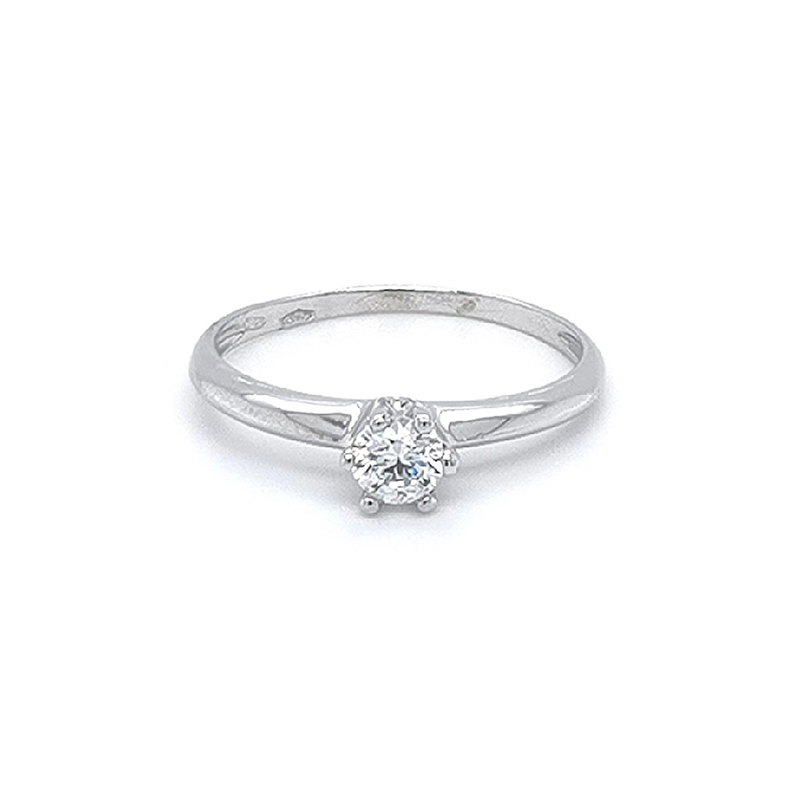 Nhẫn đính hôn bằng vàng trắng và zircon
