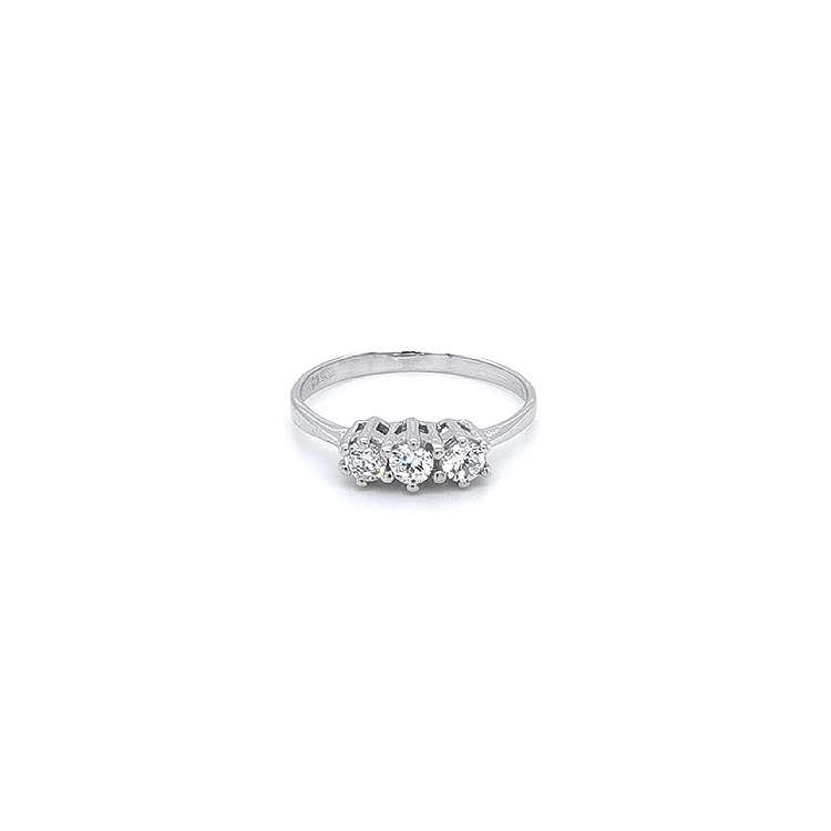 Nhẫn vàng trắng đính đá zircon trắng
