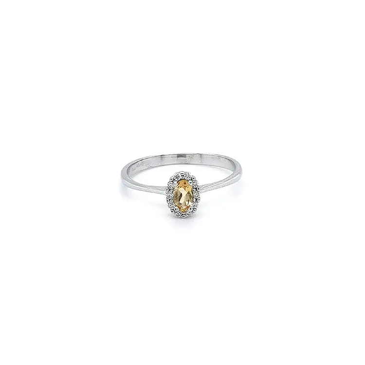 Nhẫn đính đá Citrine từ vàng trắng