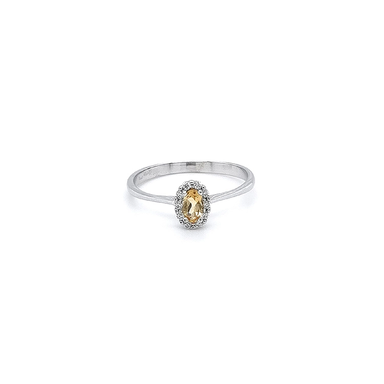 Nhẫn đính đá Citrine từ vàng trắng