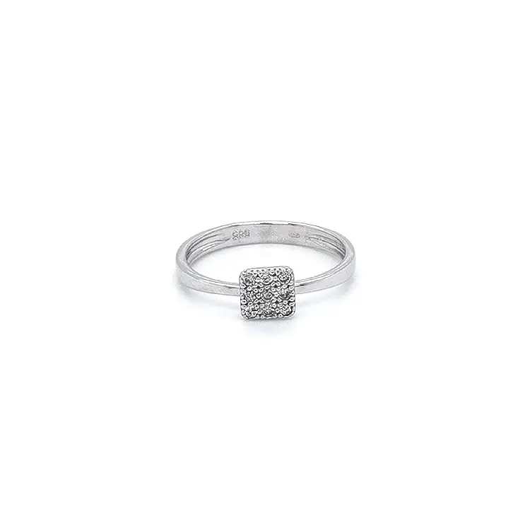 Nhẫn vàng trắng đính đá zircon trắng